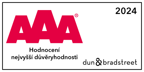 Certifikát AAA potvrzení nejvyšší důvěryhodnosti vydaný společnosti Dun & Bradstreetpro firmu DCom, spol. s r.o.