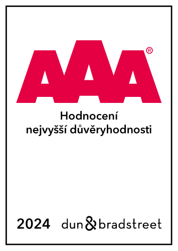 Certifikát nejvyšší důvěryhodnosti AAA vydaný společnosti Dun & Bradstreet pro DCom, spol.s. r.o.